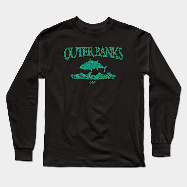 Outer Banks, North Carolina, Bluefin Tuna Leaping Over Waves Long Sleeve T-Shirt by jcombs